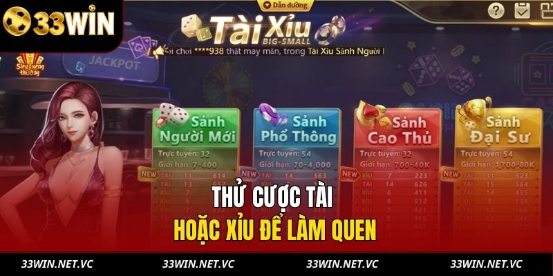 Thử cược Tài hoặc Xỉu để làm quen
