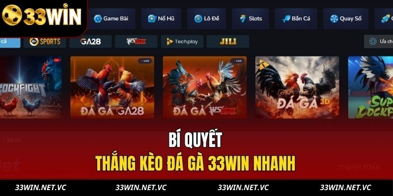 Bí quyết thắng kèo đá gà 33WIN nhanh